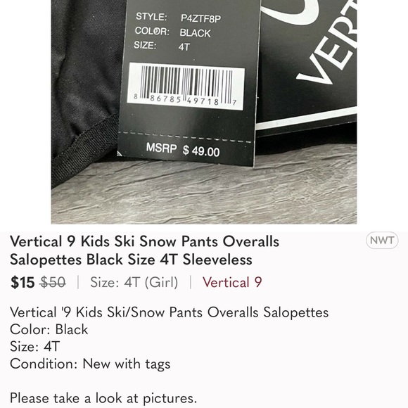 3T vertical 9 snowsuit. Jumper style with Velcro attachment - Picture 6 of 8